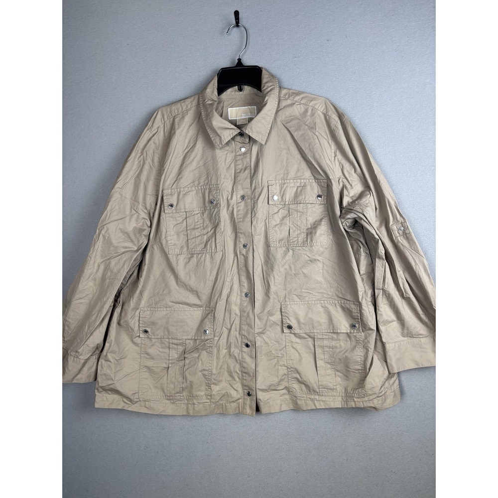 Michael Michael Kors Jacket Womens 22W Khaki Utility Safari Cotton